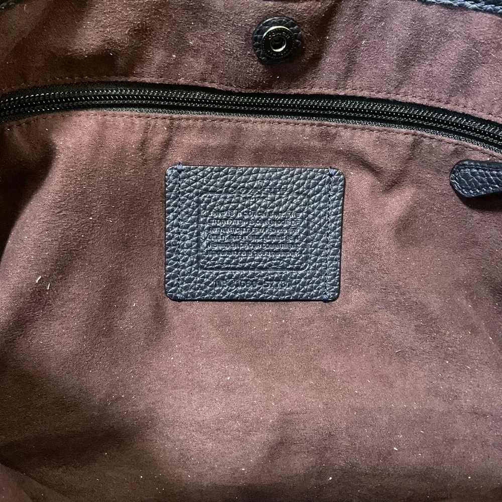 COACH Men’s Pebble Leather 57781 Navy Black Briefcase Bag Metropolitan Slim - Picture 10 of 14